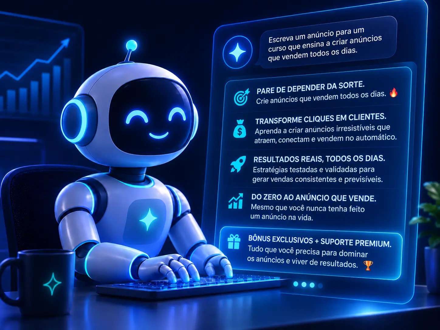 Agente de IA escrevendo as copies dos anúncios